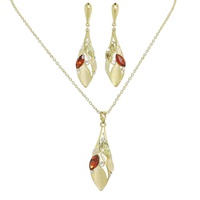TEARDROP GEMSTONE CLUSTER NECKLACE SET